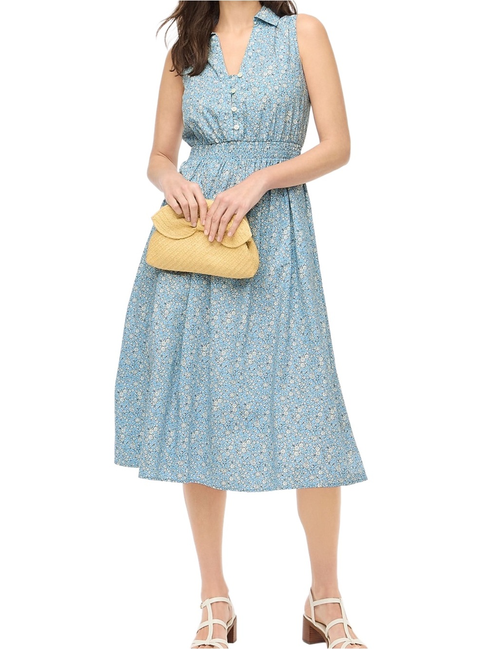 J. Crew Factory Printed Sleeveless Midi Dress